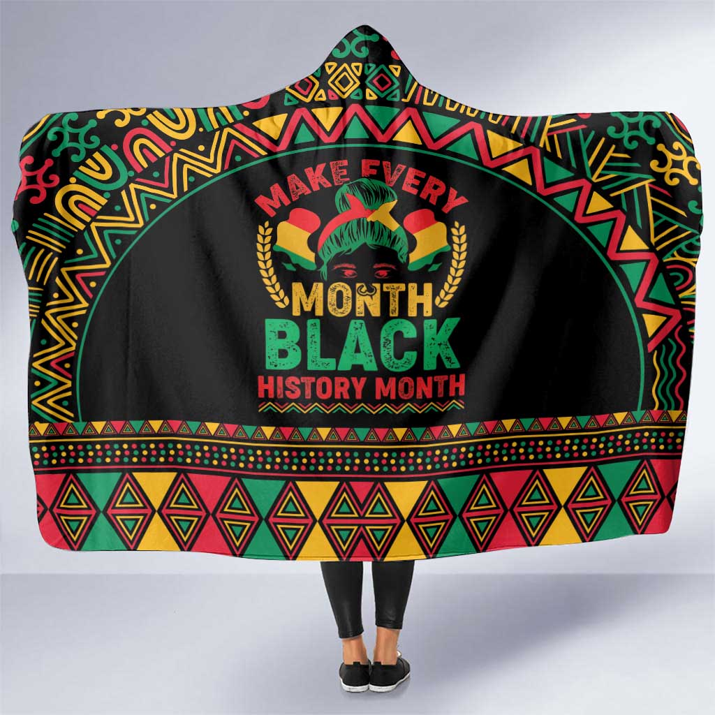 Make Every Month Black History Month Hooded Blanket African Pattern