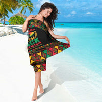 Multicolor African-pattern sarong with 'Make Every Month Black History Month' front print