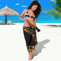Multicolor African-pattern sarong with bold 'Black History Month' lettering