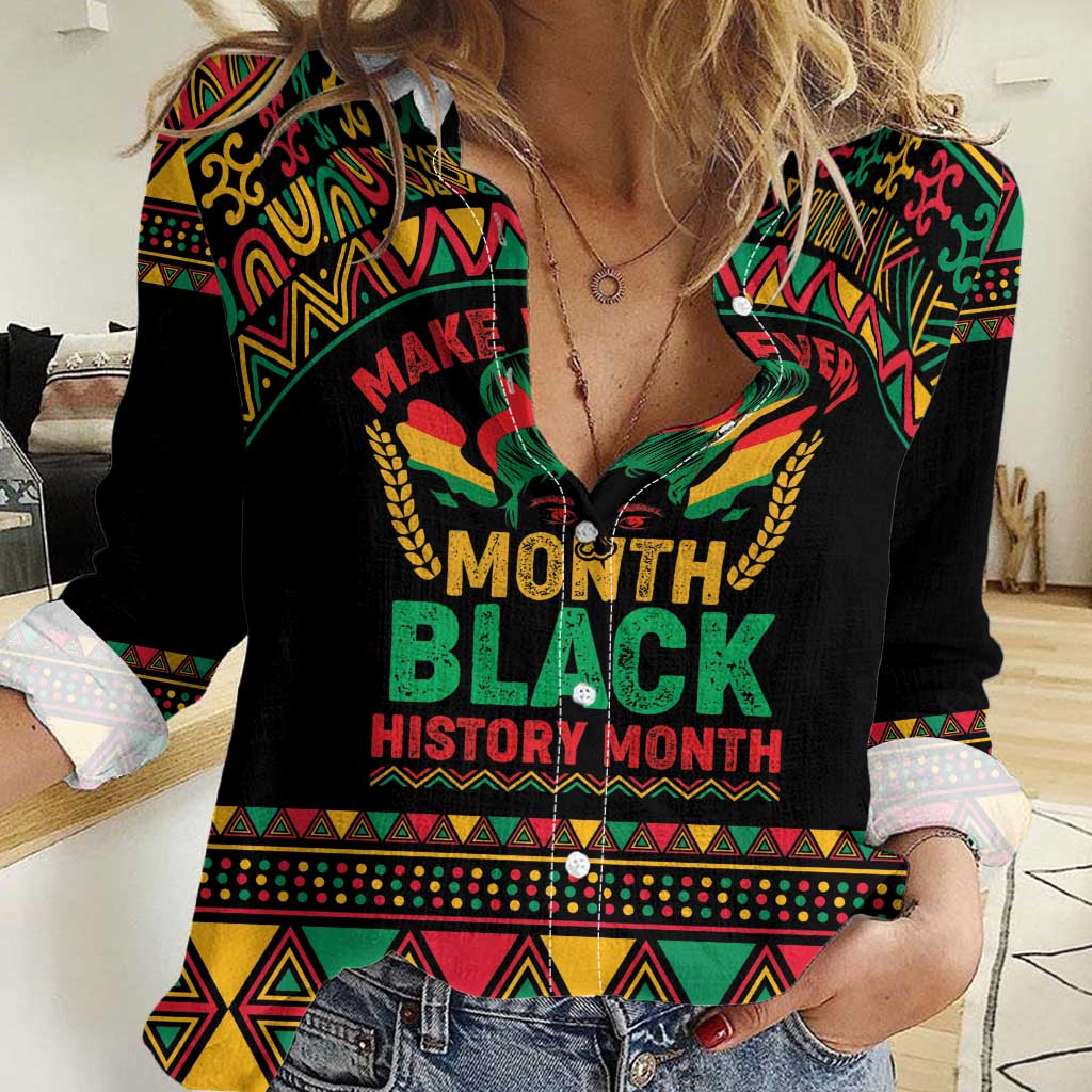 Make Every Month Black History Month Women Casual Shirt African Pattern