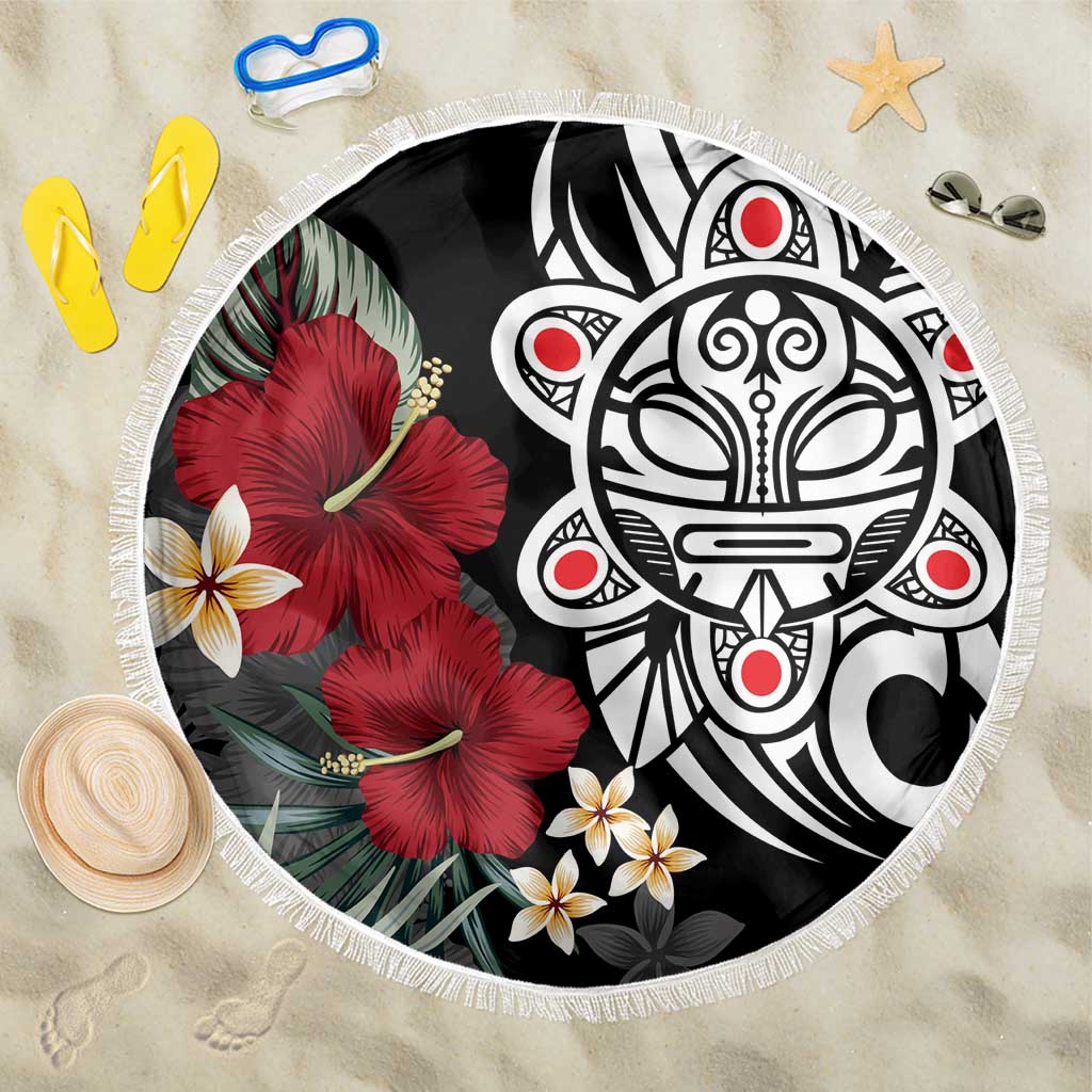 Taino Sun Tribal Beach Blanket Tropical Hibiscus - Wonder Print Shop