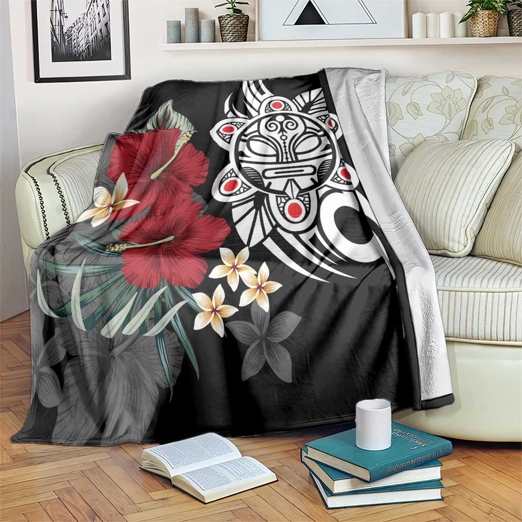 Taino Sun Tribal Blanket Tropical Hibiscus