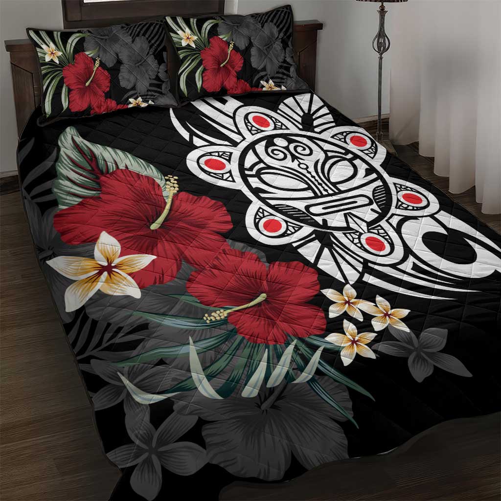 Taino Sun Tribal Quilt Bed Set Tropical Hibiscus - Wonder Print Shop