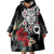 Taino Sun Tribal Wearable Blanket Hoodie Tropical Hibiscus