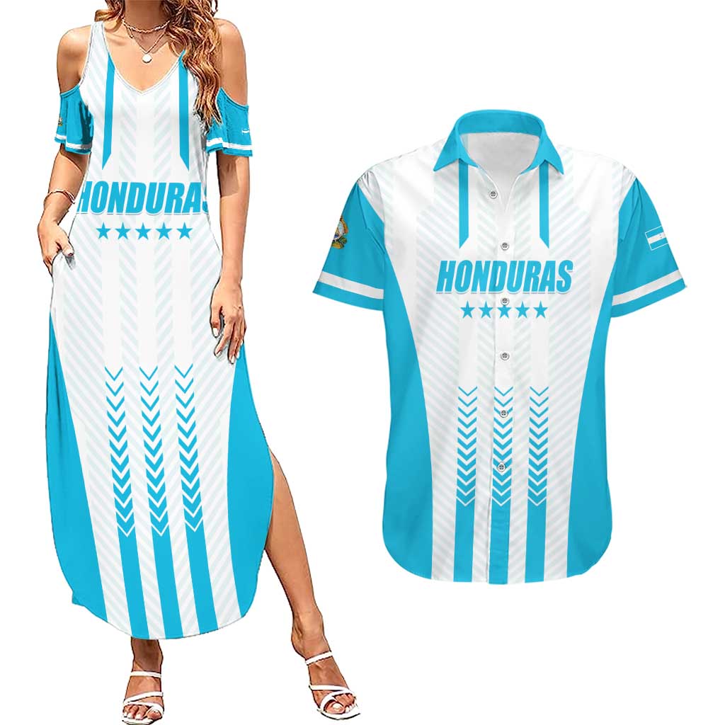 Custom Honduras Football Couples Matching Summer Maxi Dress and Hawaiian Shirt Vamos Los Catrachos