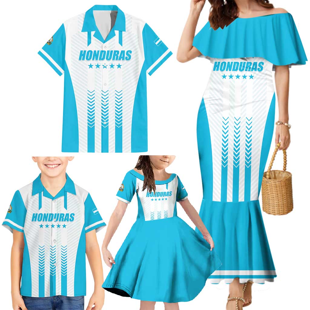 Custom Honduras Football Family Matching Mermaid Dress and Hawaiian Shirt Vamos Los Catrachos