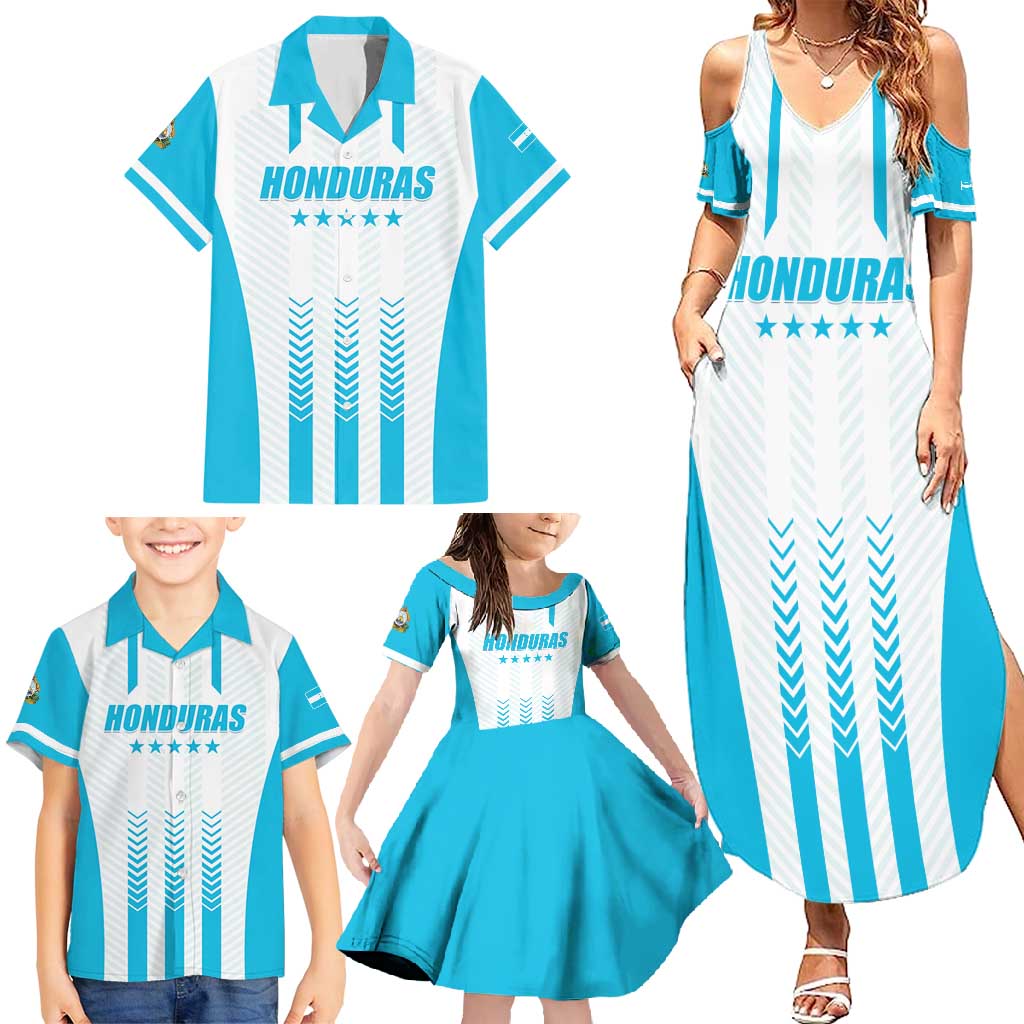 Custom Honduras Football Family Matching Summer Maxi Dress and Hawaiian Shirt Vamos Los Catrachos