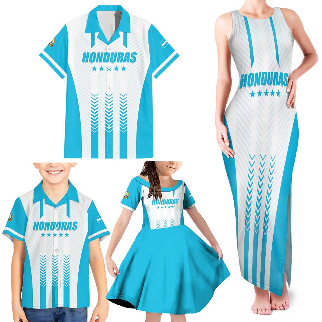 Custom Honduras Football Family Matching Tank Maxi Dress and Hawaiian Shirt Vamos Los Catrachos