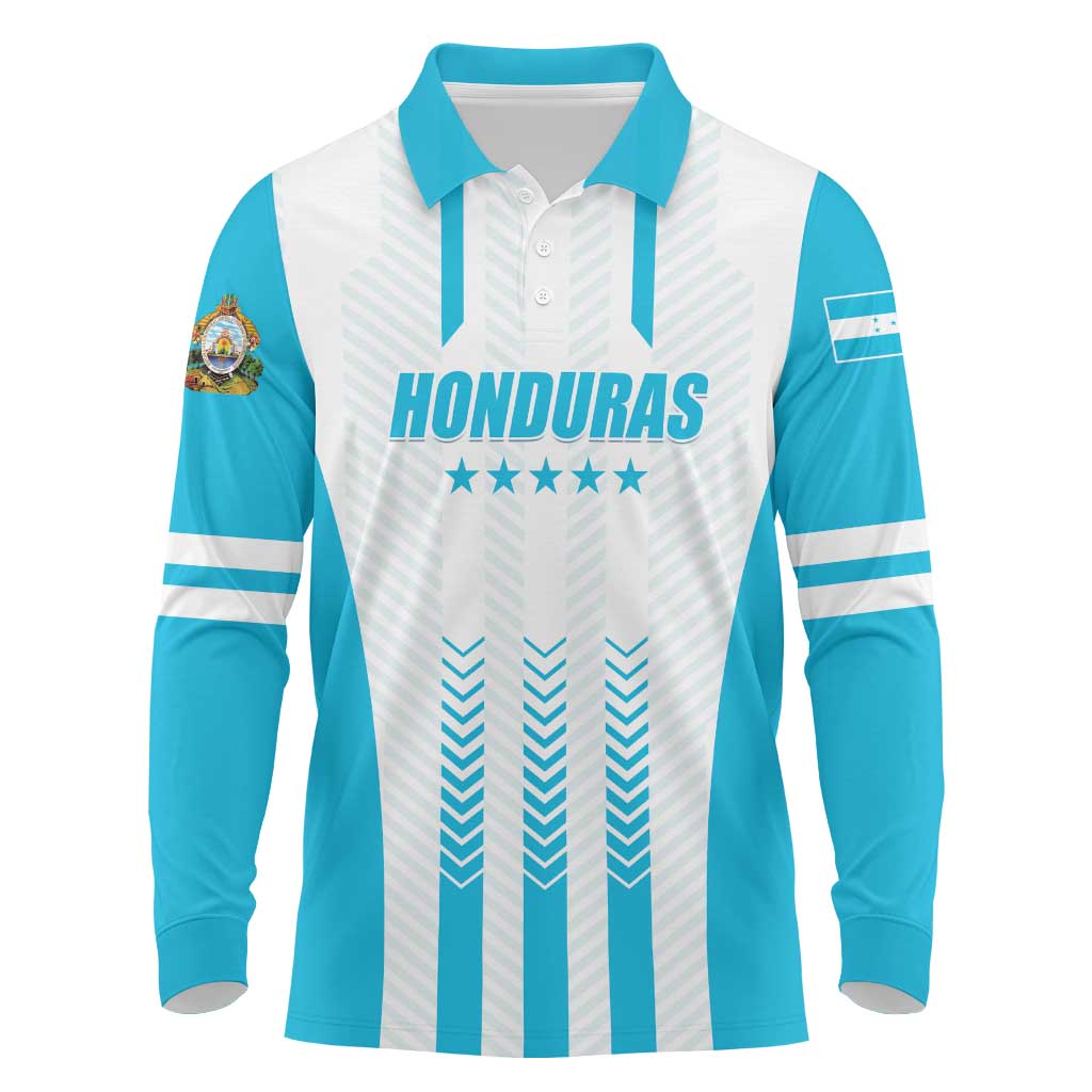 Custom Honduras Football Long Sleeve Polo Shirt Vamos Los Catrachos