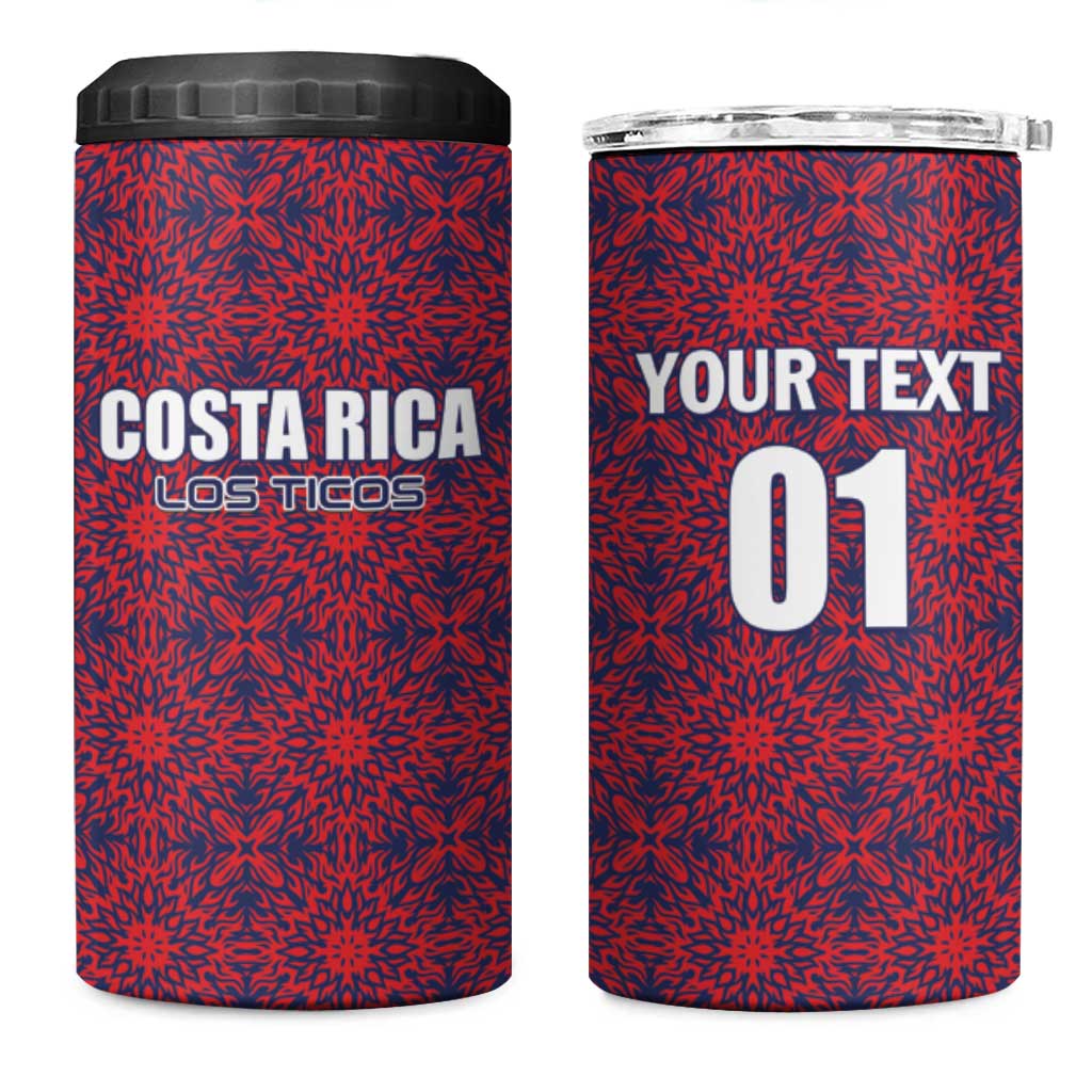 Custom Costa Rica Football 4 in 1 Can Cooler Tumbler Los Ticos Unique Pattern