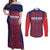 Custom Costa Rica Football Couples Matching Off Shoulder Maxi Dress and Long Sleeve Button Shirt Los Ticos Unique Pattern