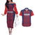 Custom Costa Rica Football Couples Matching Off The Shoulder Long Sleeve Dress and Hawaiian Shirt Los Ticos Unique Pattern