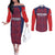 Custom Costa Rica Football Couples Matching Off The Shoulder Long Sleeve Dress and Long Sleeve Button Shirt Los Ticos Unique Pattern