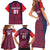 Custom Costa Rica Football Family Matching Short Sleeve Bodycon Dress and Hawaiian Shirt Los Ticos Unique Pattern