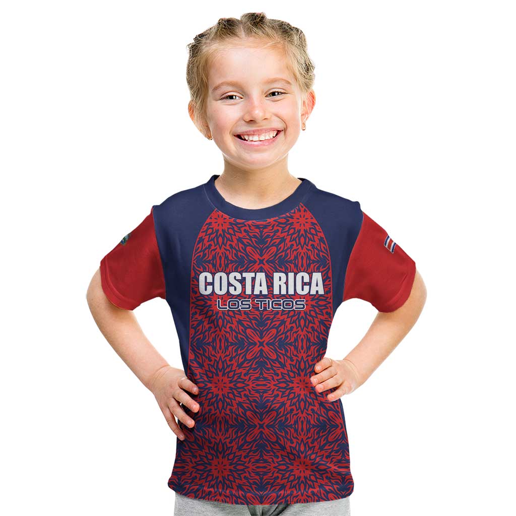 Custom Costa Rica Football Kid T Shirt Los Ticos Unique Pattern