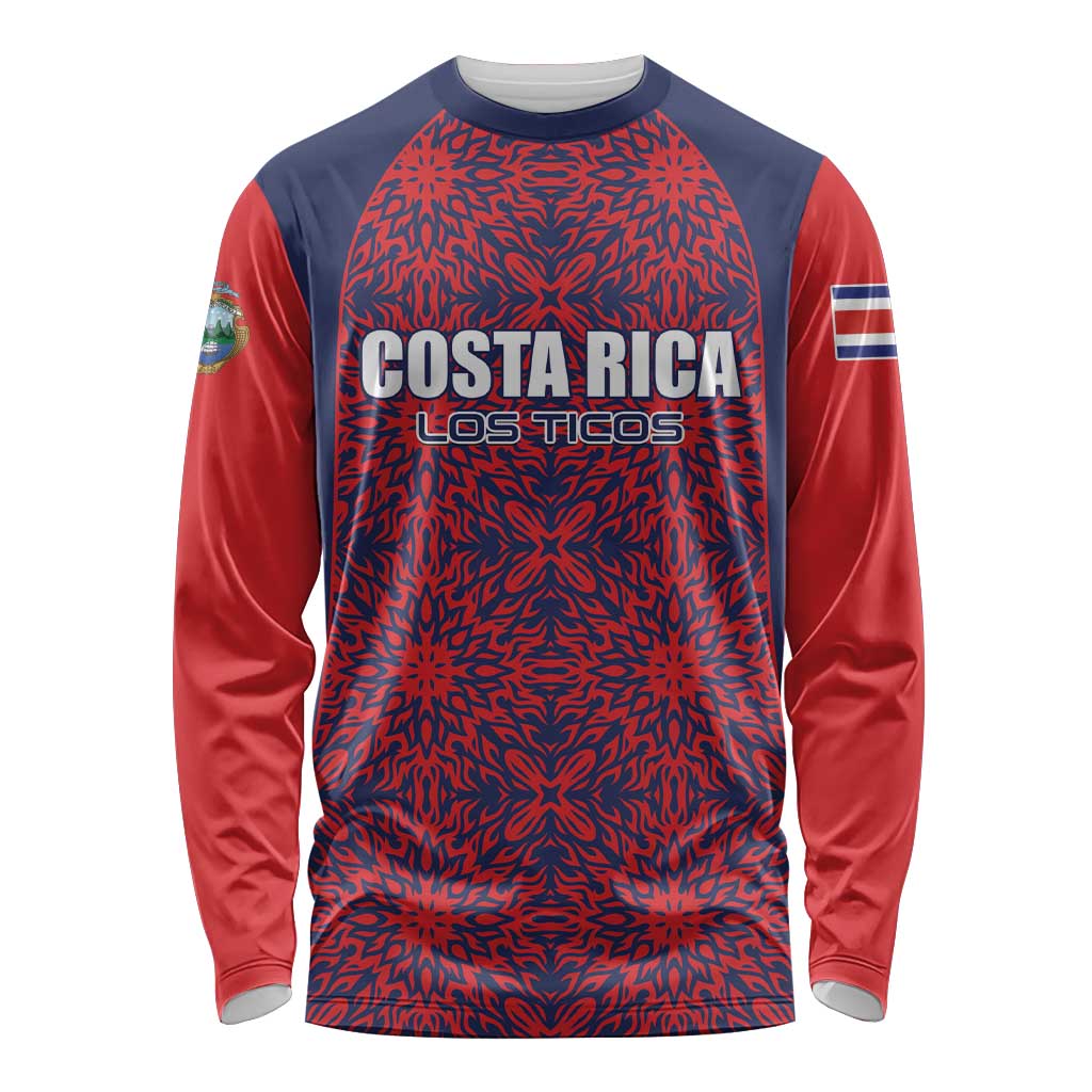 Custom Costa Rica Football Long Sleeve Shirt Los Ticos Unique Pattern