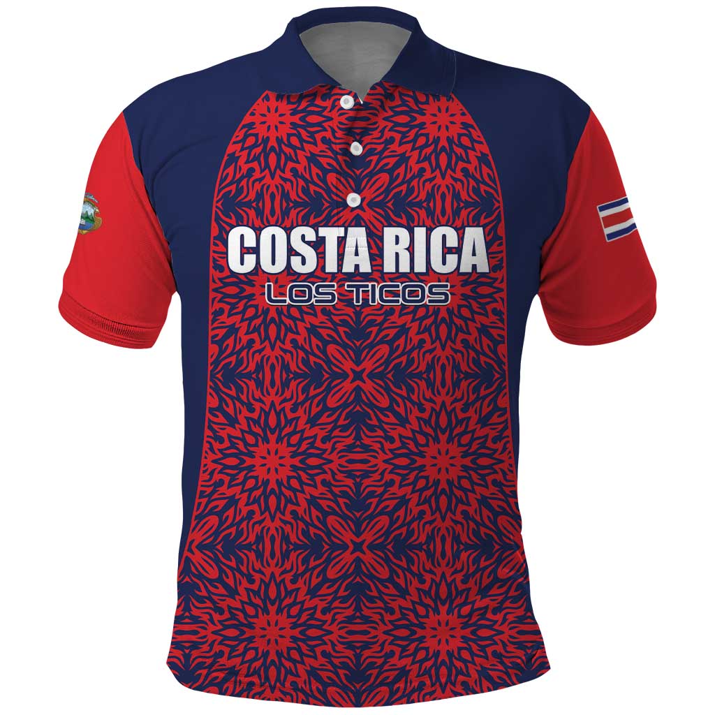 Custom Costa Rica Football Polo Shirt Los Ticos Unique Pattern