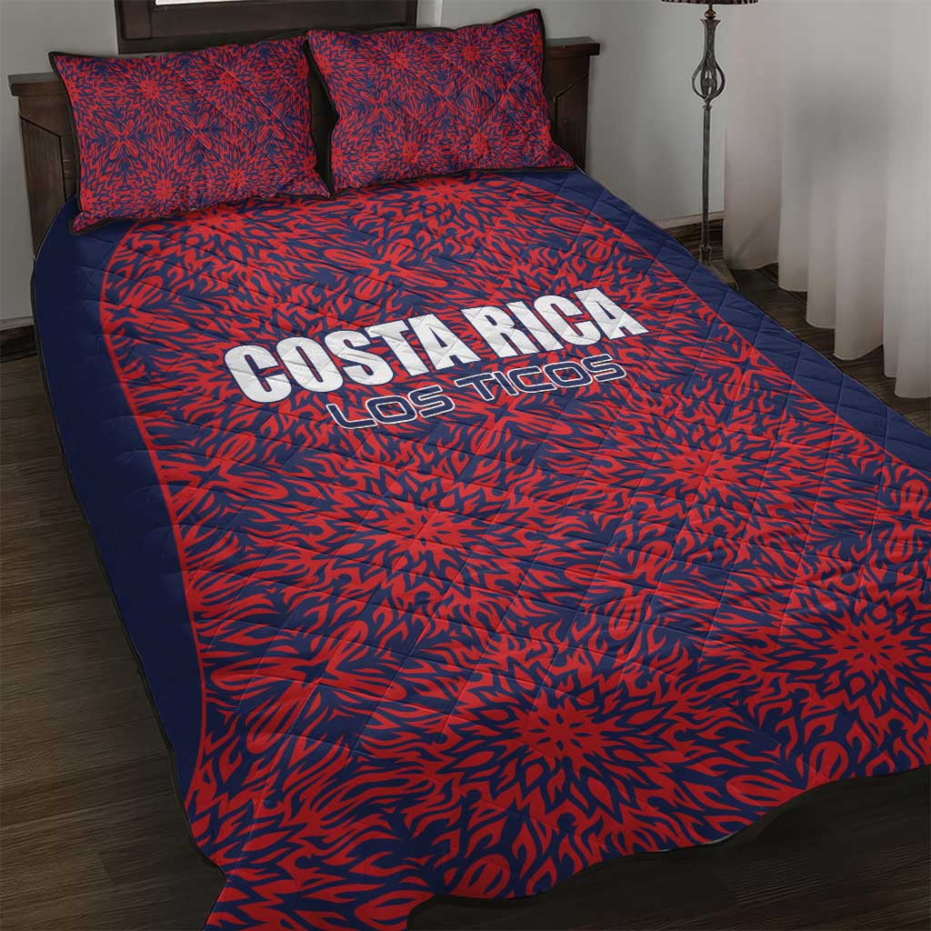 Costa Rica Football Quilt Bed Set Los Ticos Unique Pattern