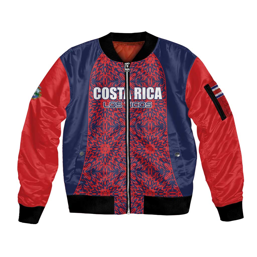 Custom Costa Rica Football Sleeve Zip Bomber Jacket Los Ticos Unique Pattern