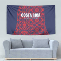 Centered navy wall tapestry with red starburst bell and COSTA RICA / LOS TICOS text