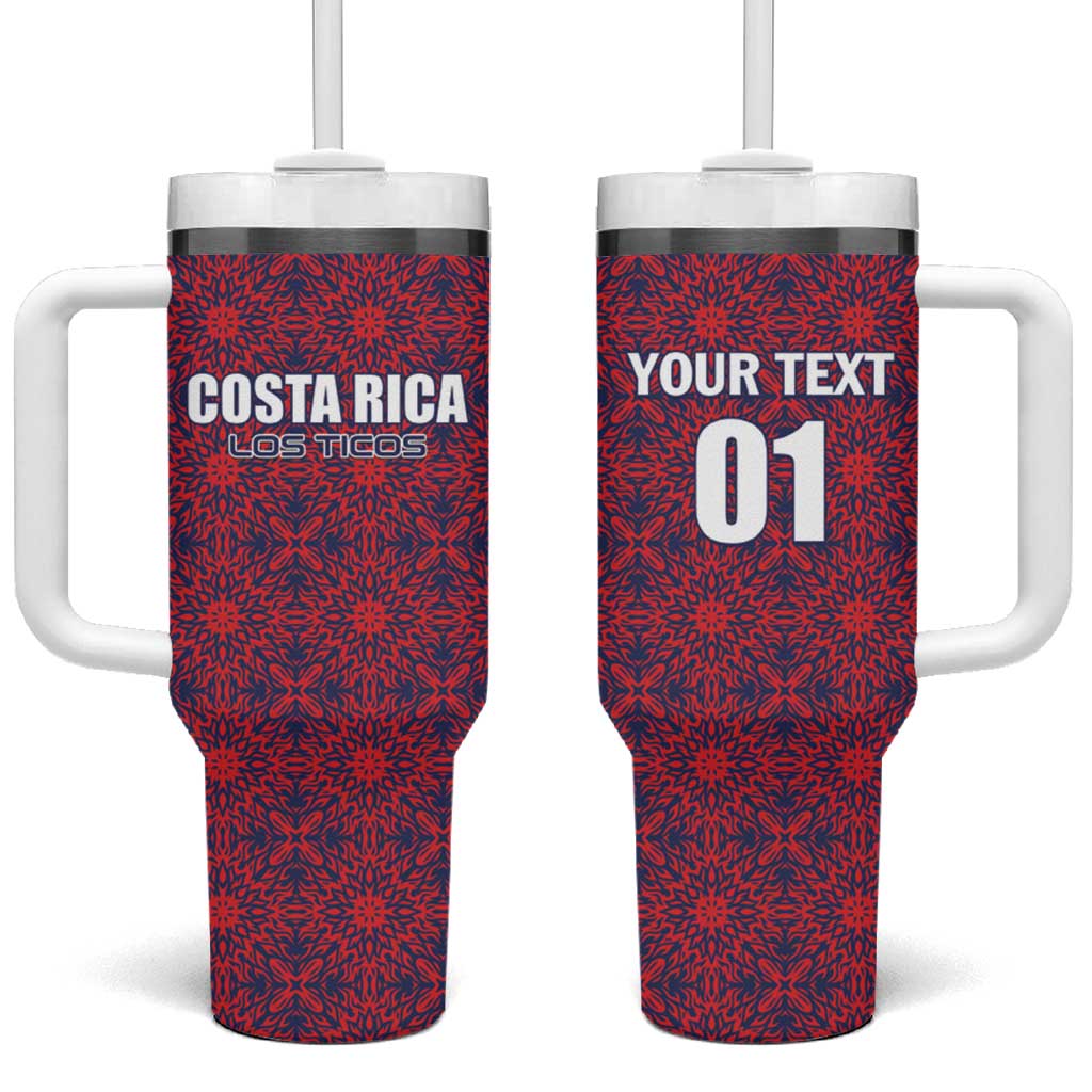 Custom Costa Rica Football Tumbler With Handle Los Ticos Unique Pattern