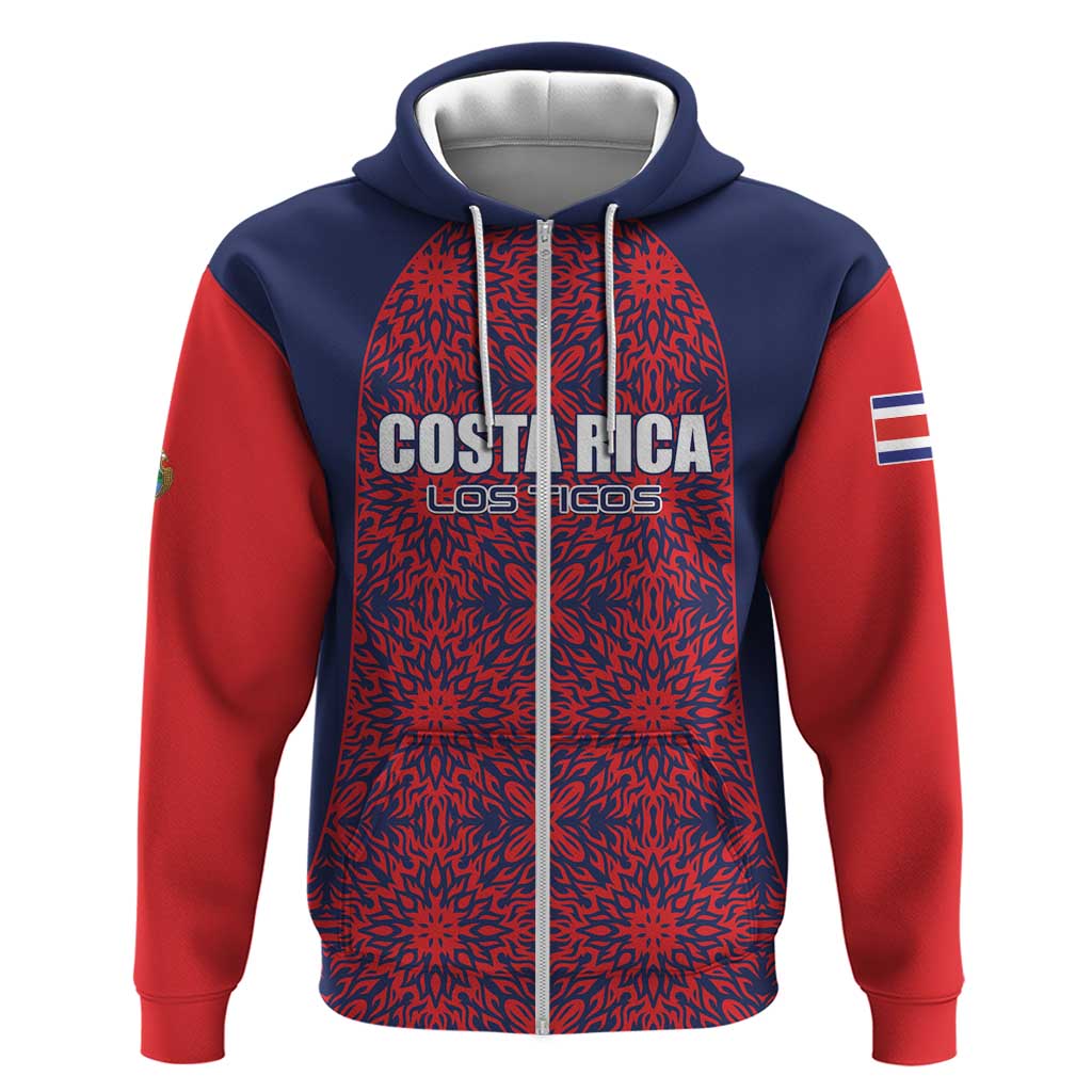 Custom Costa Rica Football Zip Hoodie Los Ticos Unique Pattern