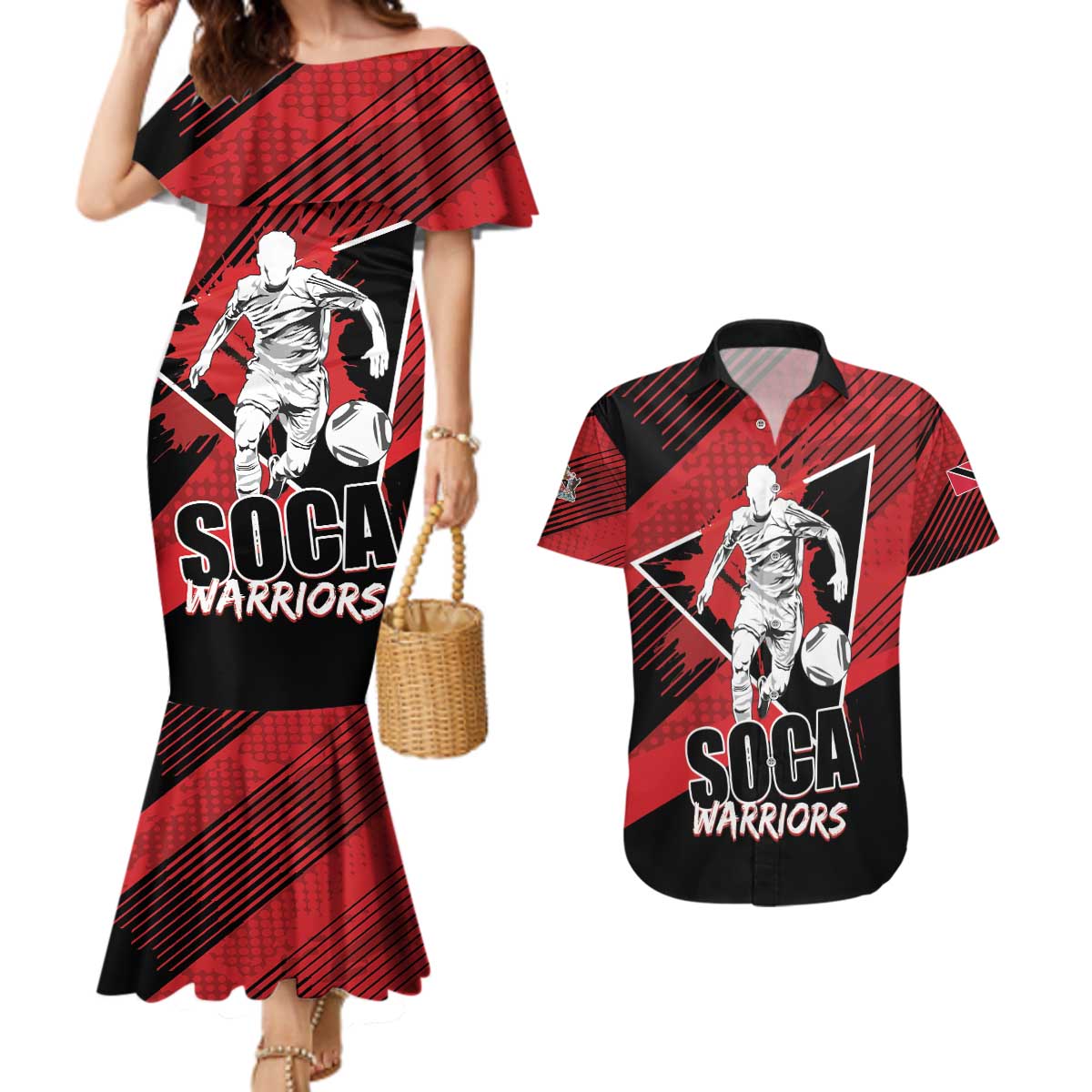 Custom Trinidad and Tobago Football Couples Matching Mermaid Dress and Hawaiian Shirt Soca Warriors In My Heart