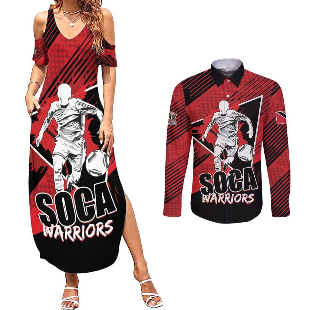 Custom Trinidad and Tobago Football Couples Matching Summer Maxi Dress and Long Sleeve Button Shirt Soca Warriors In My Heart