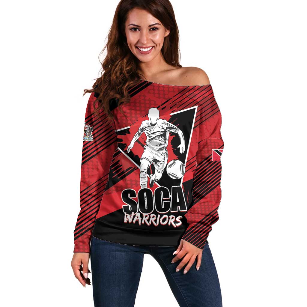 Custom Trinidad and Tobago Football Off Shoulder Sweater Soca Warriors In My Heart