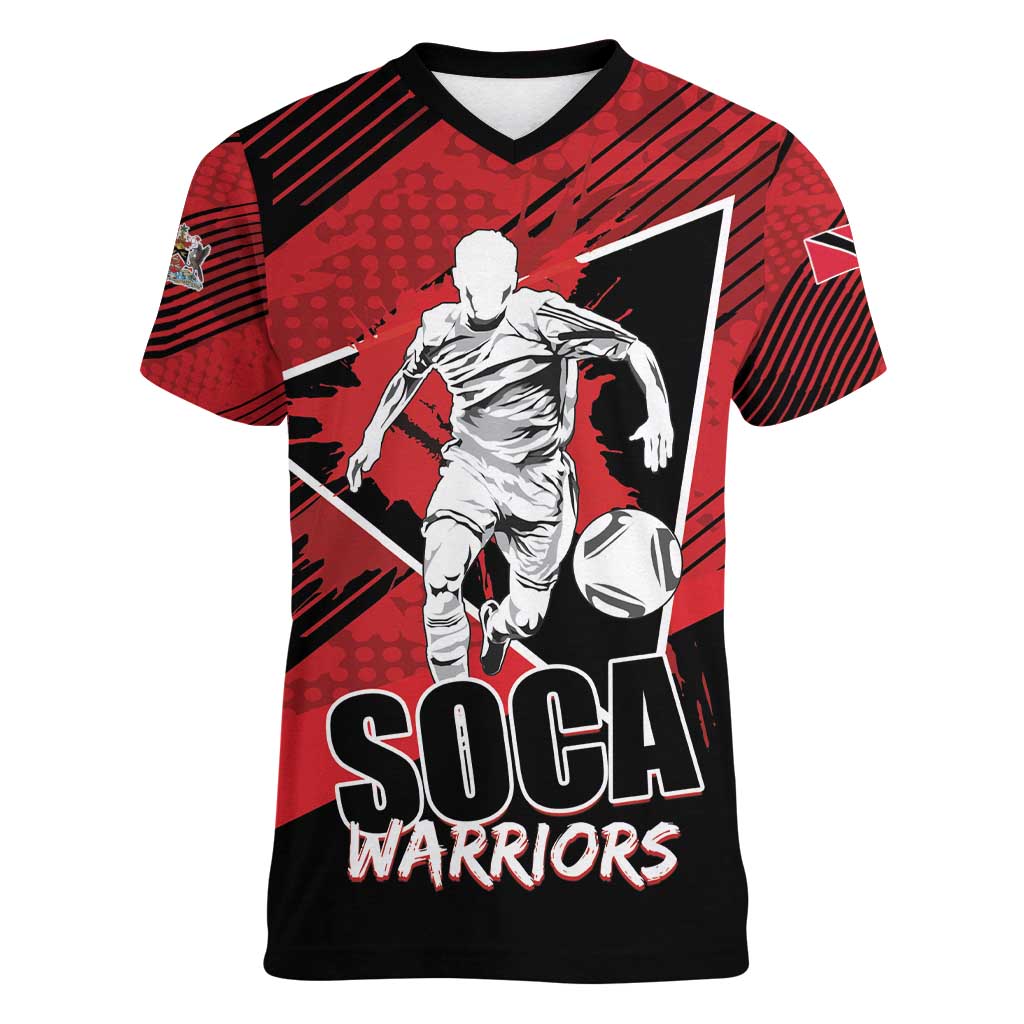 Custom Trinidad and Tobago Football Women V-Neck T-Shirt Soca Warriors In My Heart