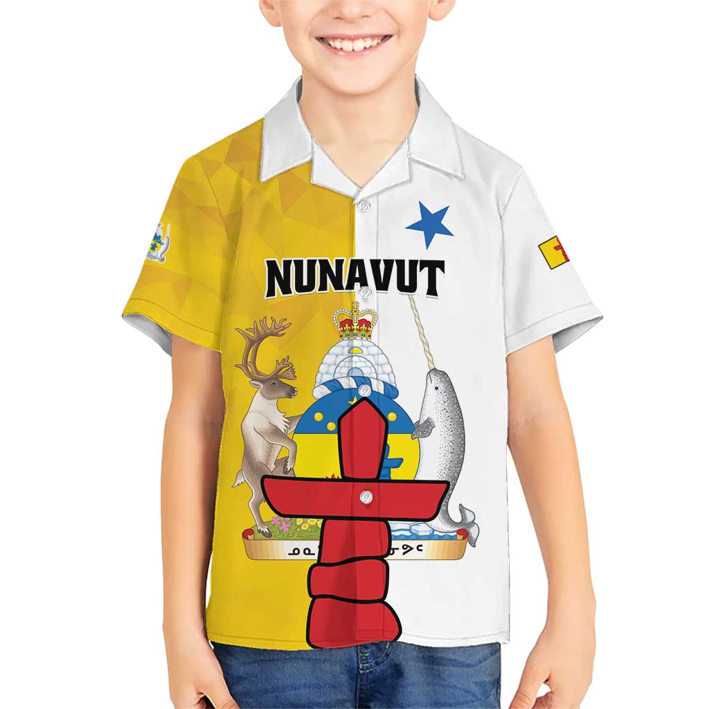 Personalized Canada Nunavut Territories Kid Hawaiian Shirt Inuktitut Our Land Our Strength