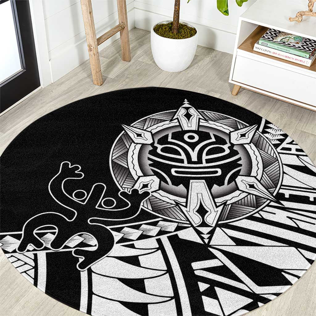 Taino Sun Traditional Tattoo Round Carpet Polynesian Pattern