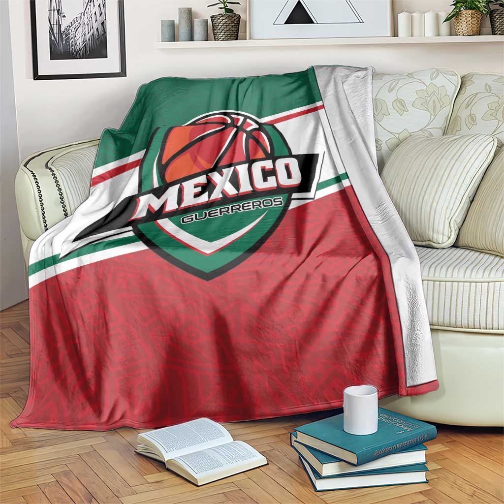 Mexico basketball blanket with large team logo, green, white and red panels