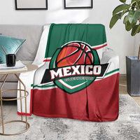 Mexico basketball blanket spread on floor with team logo in green, white and red