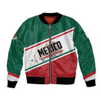 Green white and red personalized basketball bomber jacket with front zipper and Mexico graphic