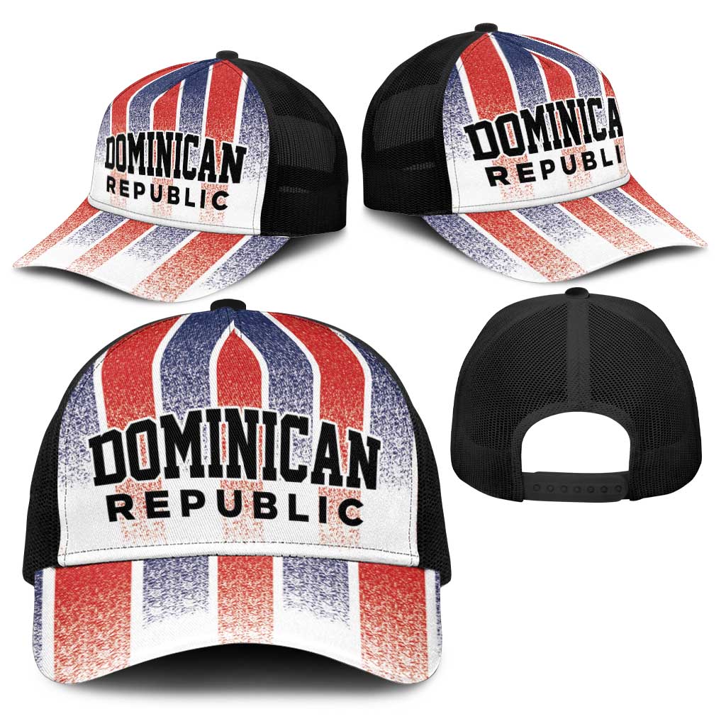 Dominican Republic Baseball Net Cap Stripe Stylized