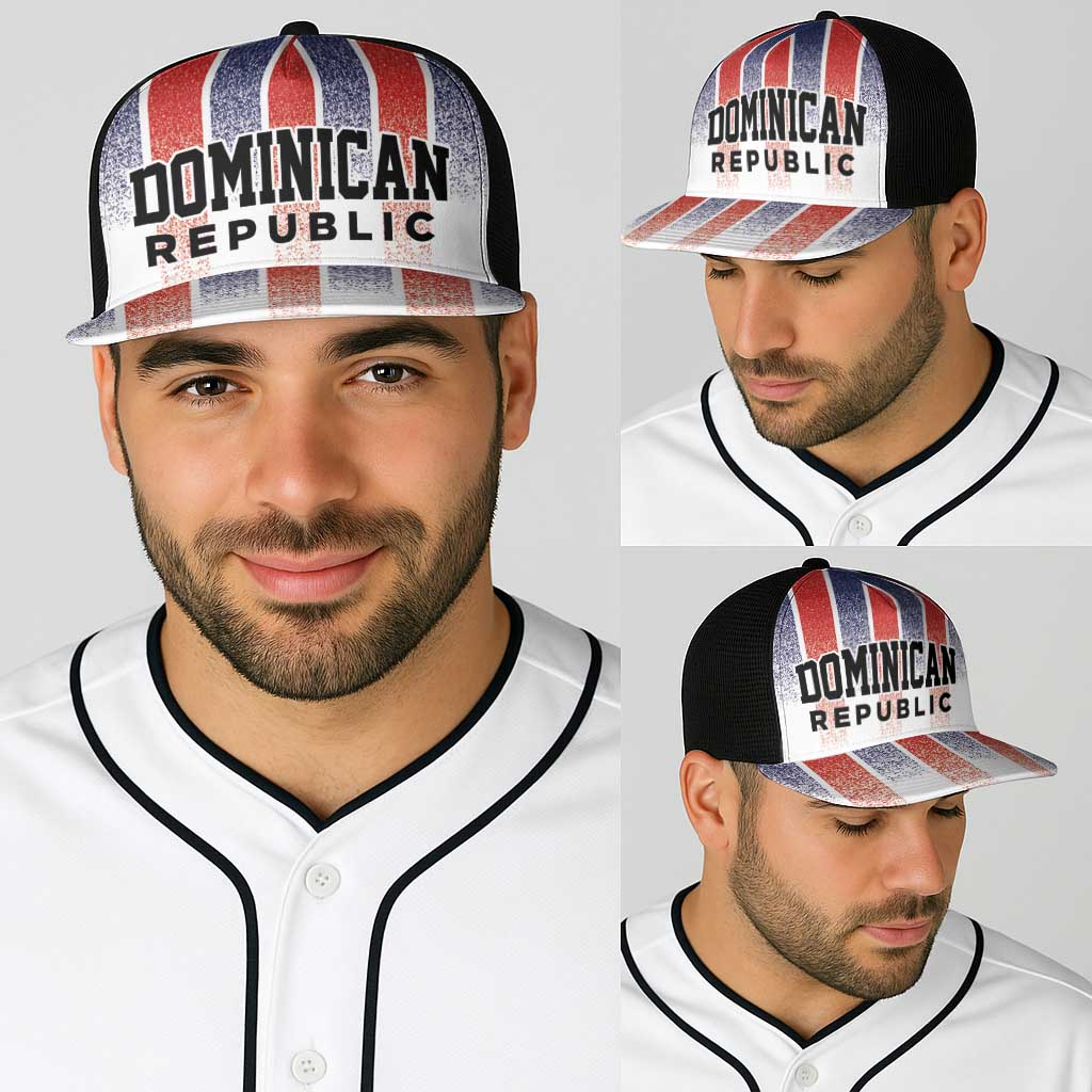 Dominican Republic Baseball Net Cap Stripe Stylized