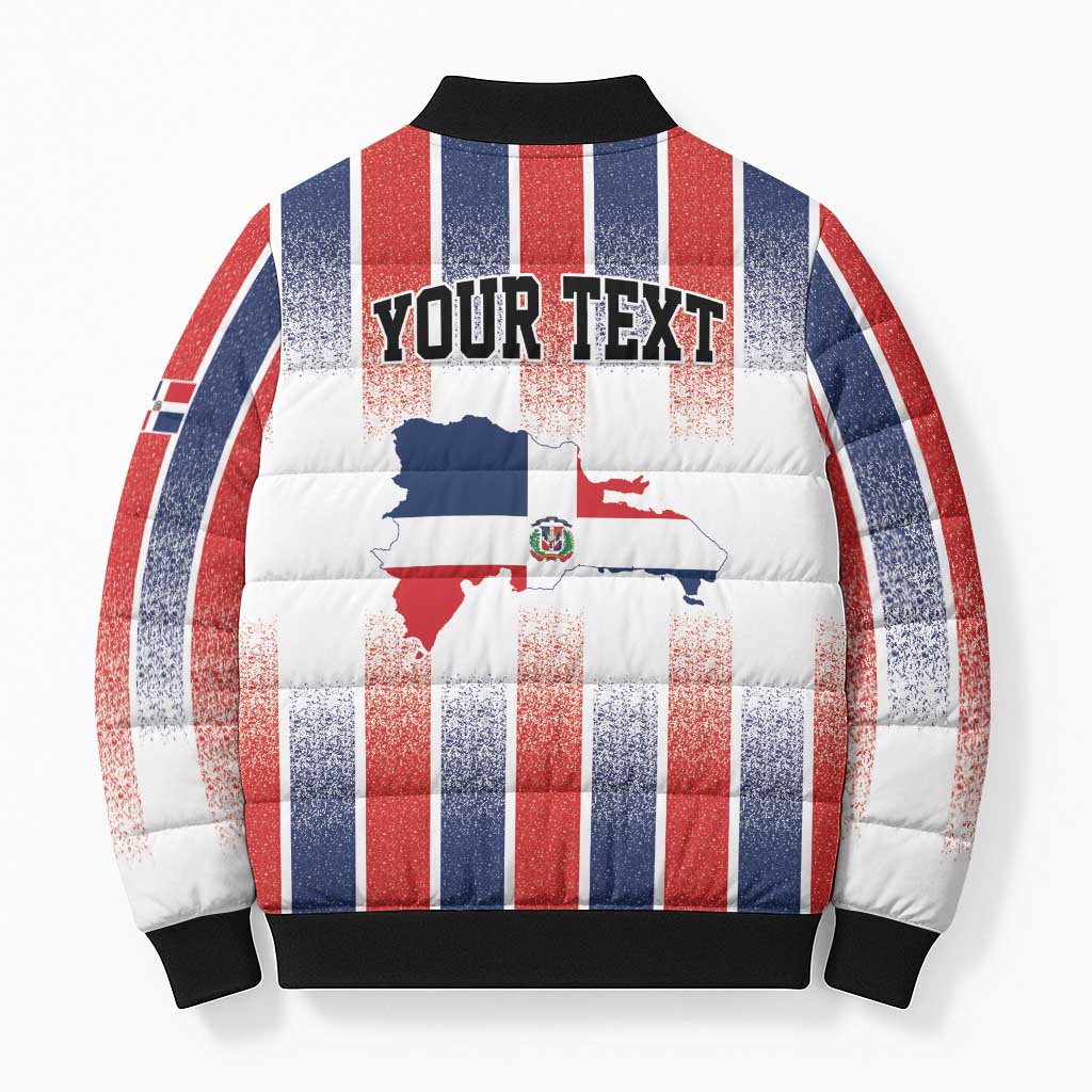Personalized Dominican Republic Bomber Puffer Jacket Stripe Stylized