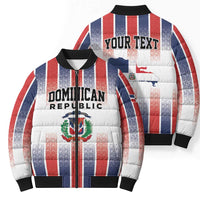 Personalized Dominican Republic Bomber Puffer Jacket Stripe Stylized
