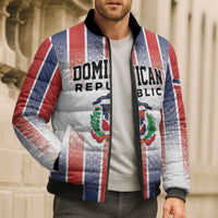 Personalized Dominican Republic Bomber Puffer Jacket Stripe Stylized