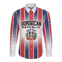 Personalized Dominican Republic Long Sleeve Button Shirt Stripe Stylized