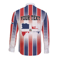 Personalized Dominican Republic Long Sleeve Button Shirt Stripe Stylized