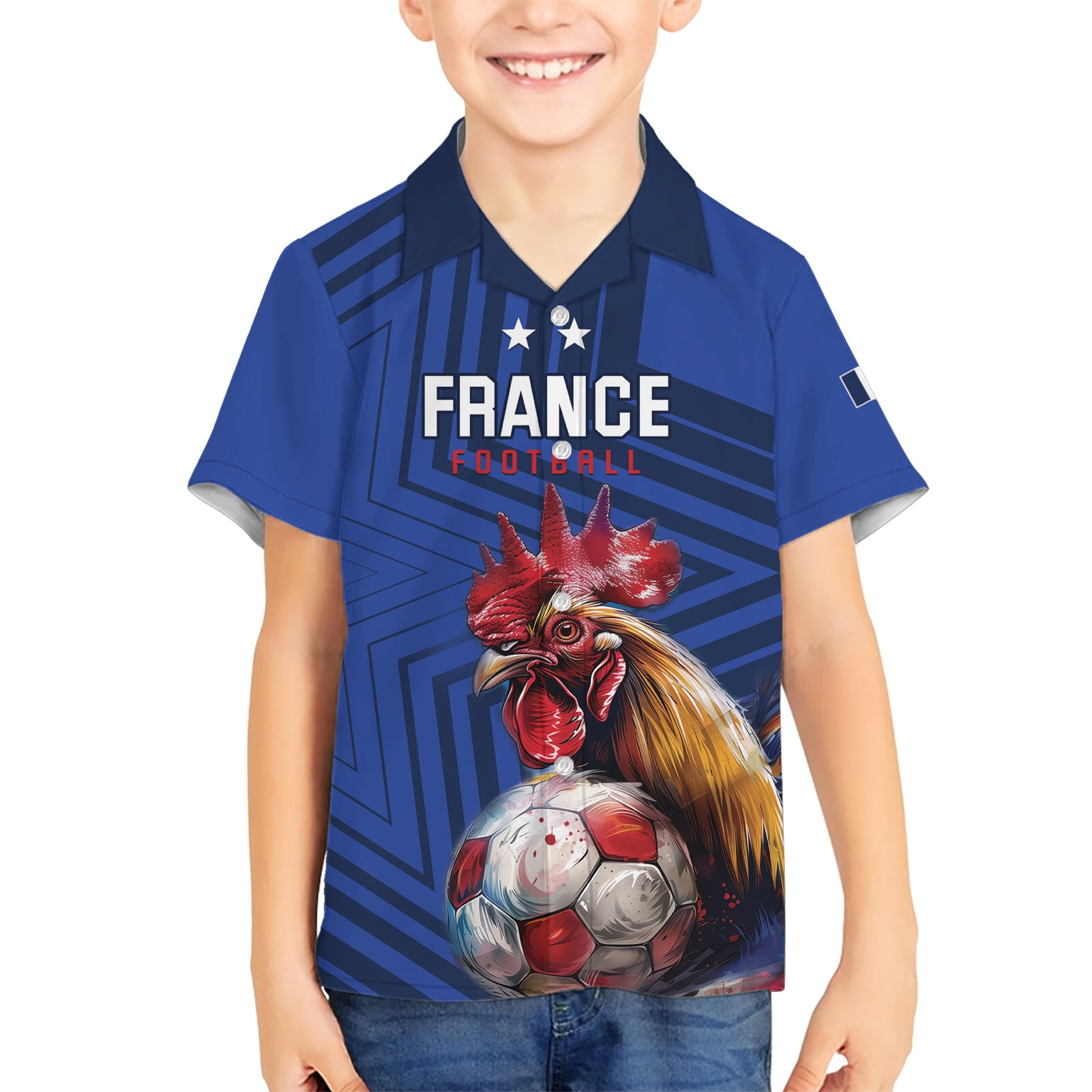 Custom France 2024 Football Kid Hawaiian Shirt Allez Les Bleus - Wonder Print Shop