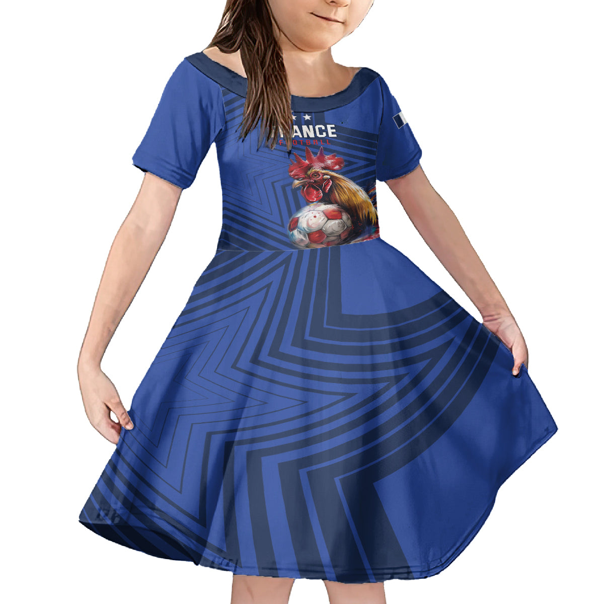 Custom France 2024 Football Kid Short Sleeve Dress Allez Les Bleus - Wonder Print Shop