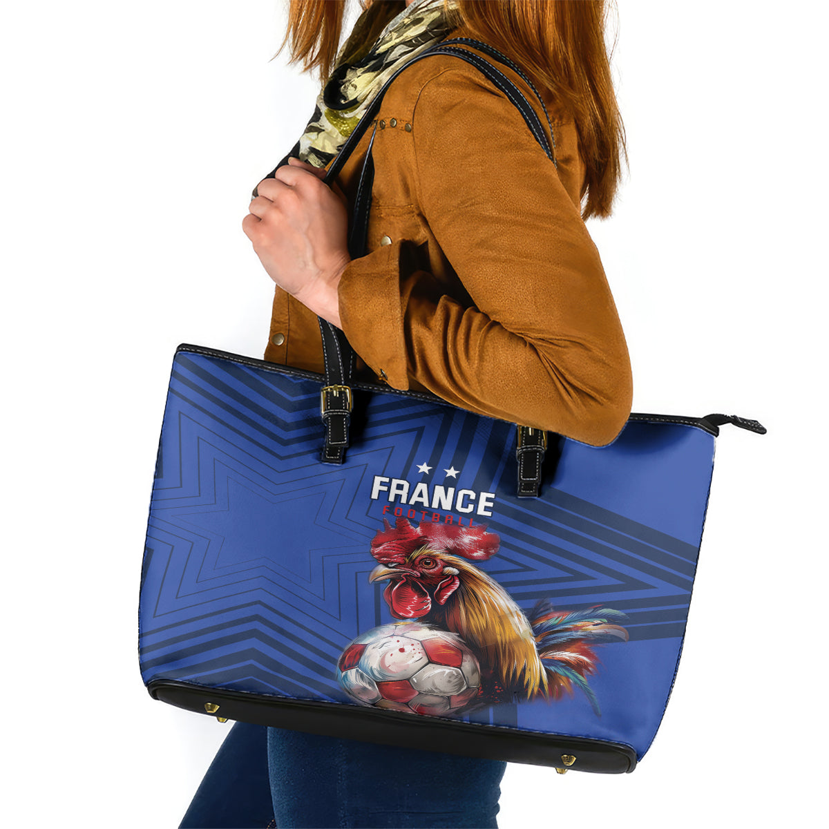 France 2024 Football Leather Tote Bag Allez Les Bleus - Wonder Print Shop