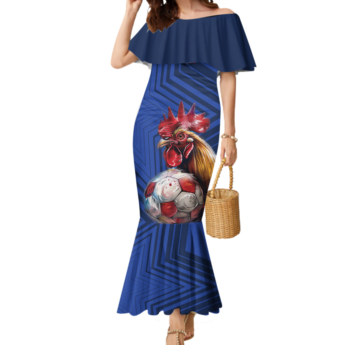 Custom France 2024 Football Mermaid Dress Allez Les Bleus - Wonder Print Shop