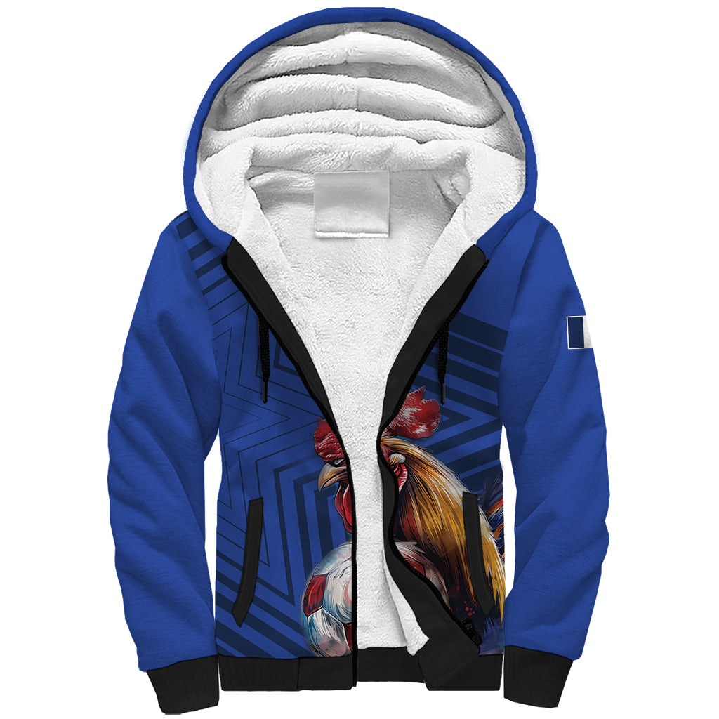 Custom France 2024 Football Sherpa Hoodie Allez Les Bleus - Wonder Print Shop