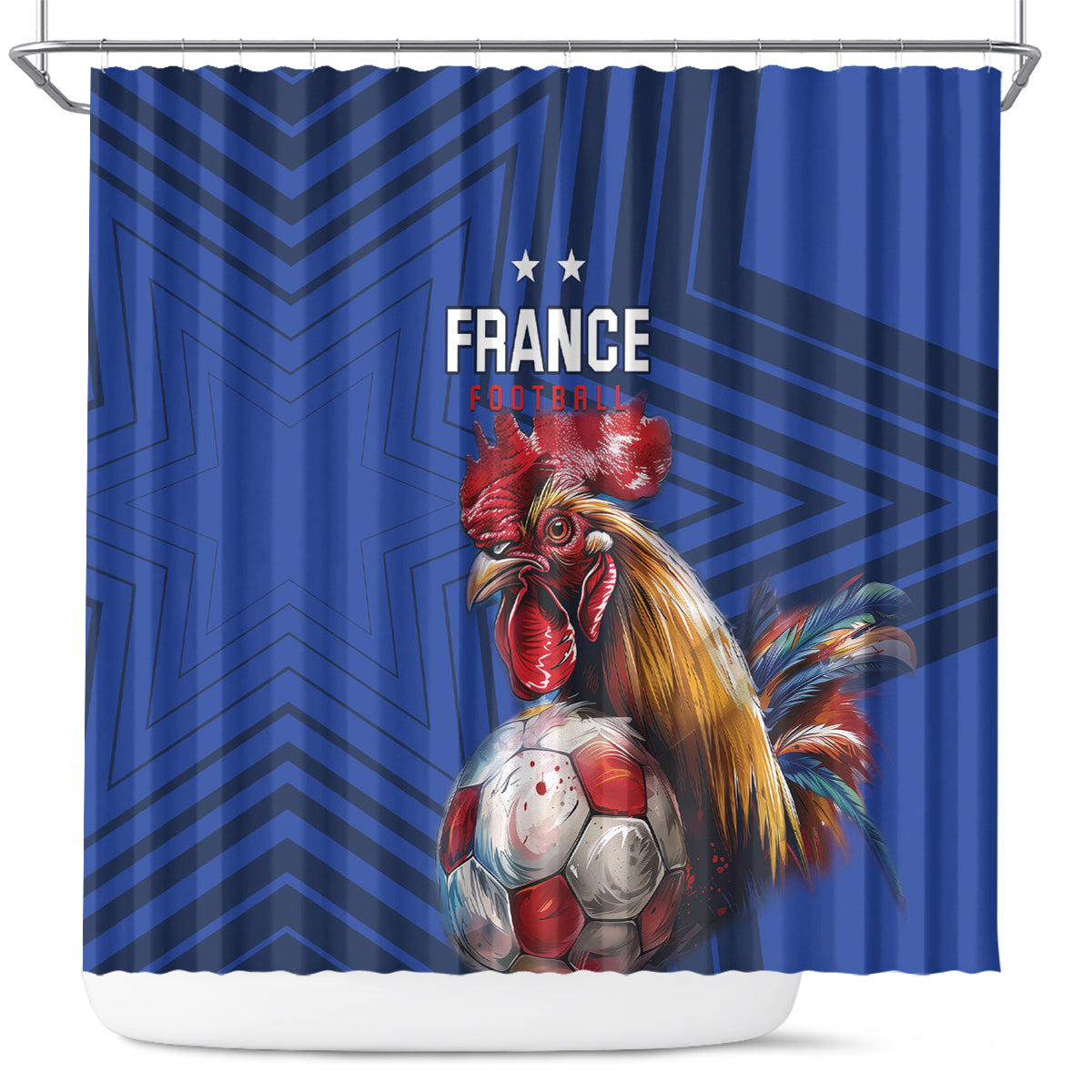 France 2024 Football Shower Curtain Allez Les Bleus