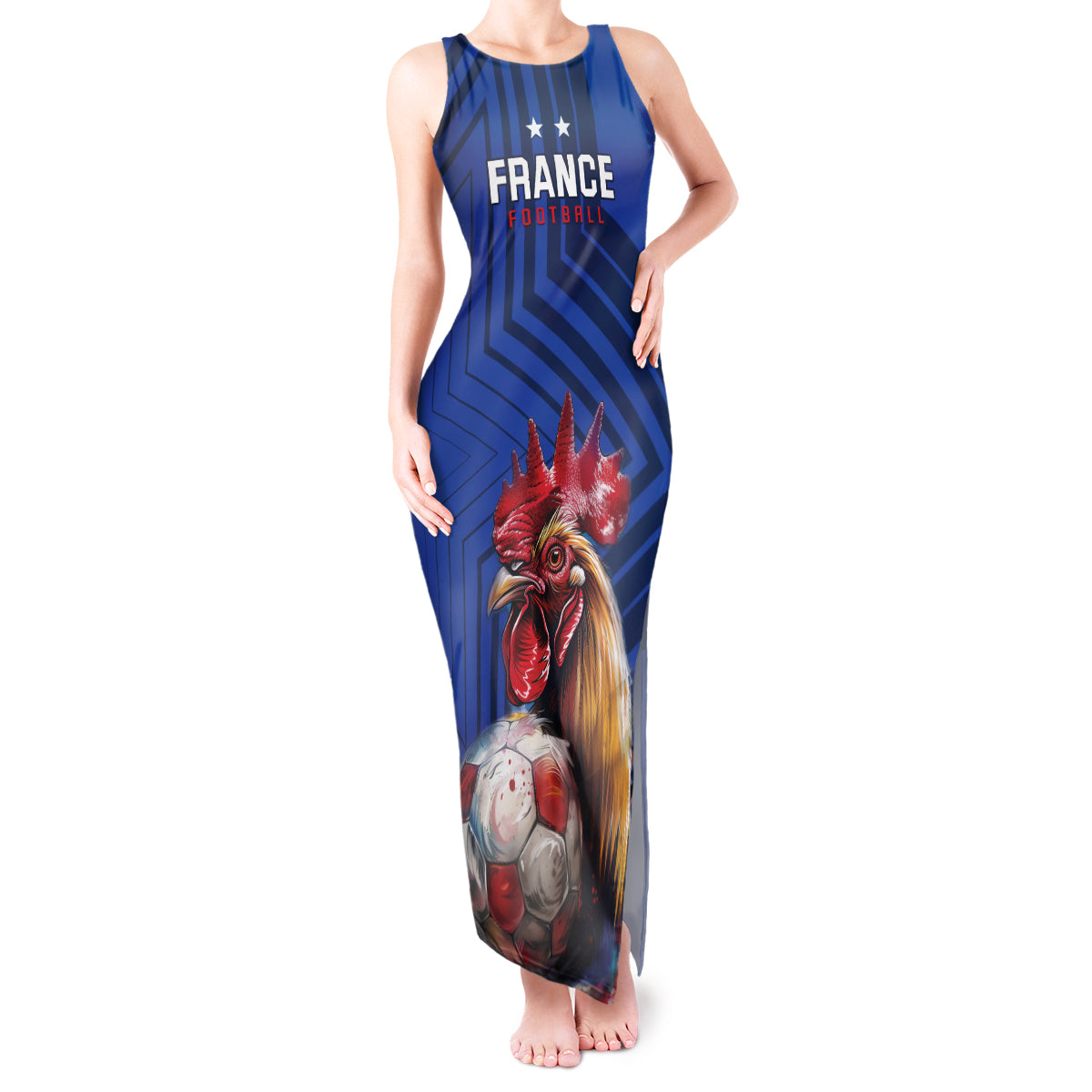 Custom France 2024 Football Tank Maxi Dress Allez Les Bleus - Wonder Print Shop