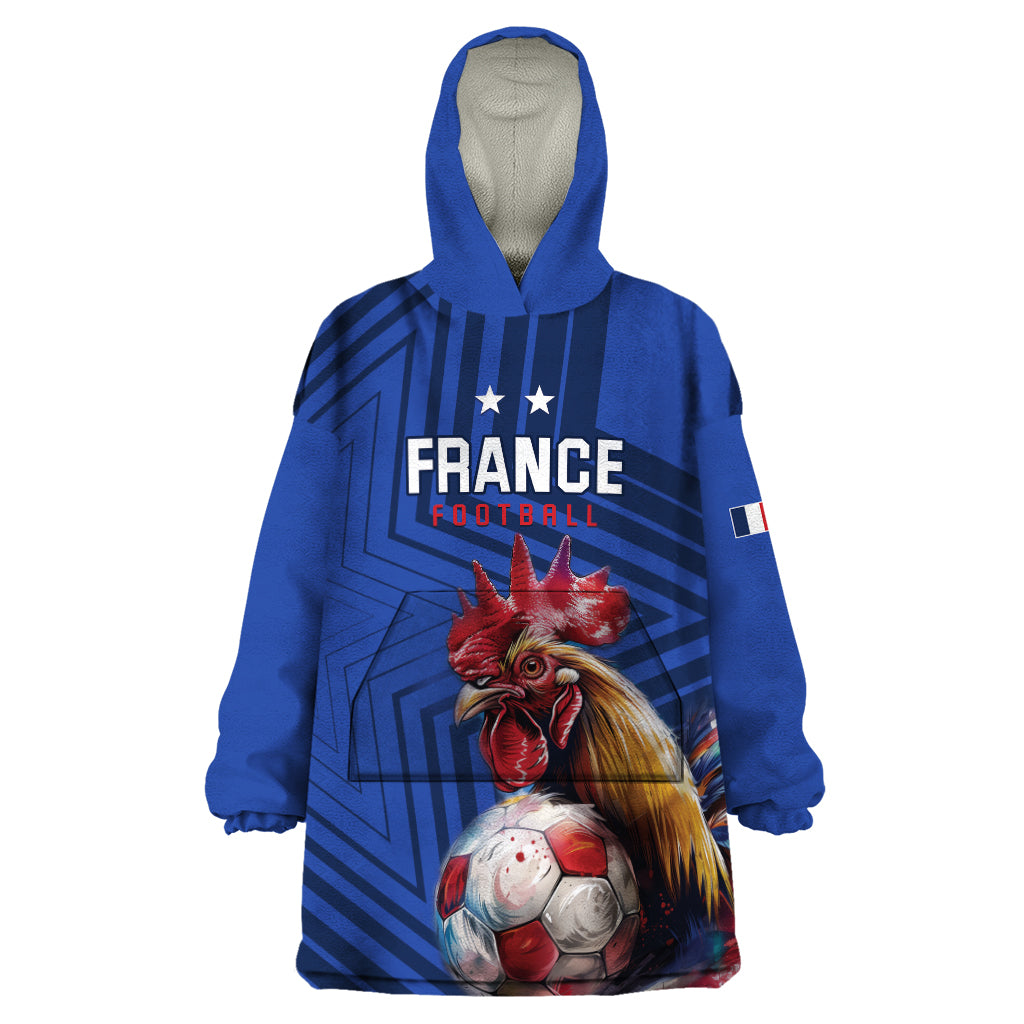 Custom France 2024 Football Wearable Blanket Hoodie Allez Les Bleus - Wonder Print Shop